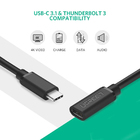 Cabo Extensor Ugreen Usb C 3.1 Macho Fêmea 5gbps 0,5 Metros