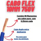 Cabo Flexivel 10mm Rolo 100 Metros 100% Cobre Conduprime Preto