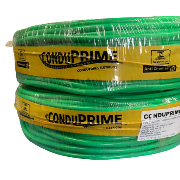 Cabo Flexivel 10mm Rolo 25 Metros 100% Cobre Conduprime Verde