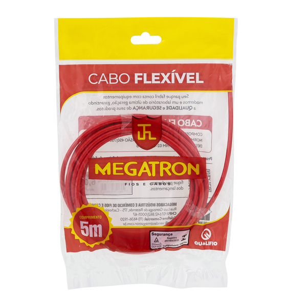 Cabo Flexível 6,00mm 5m Vermelho 750V Megatron
