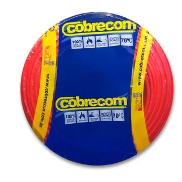 Cabo Flexível 6,00mm 750v Rolo 100m Vermelho Cobrecom