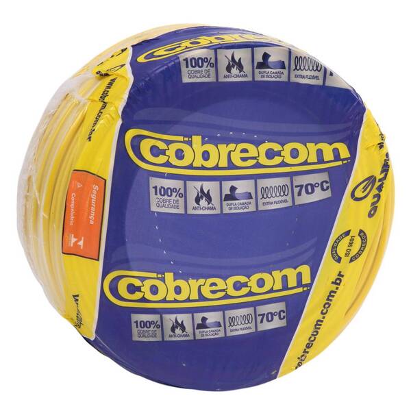 Cabo Flexível Antichamas 750V 1,5mm² Amarelo 50m Cobrecom