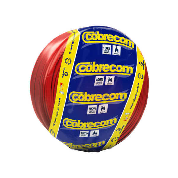 Cabo Flexível Antichamas 750V 1,5mm² Vermelho 50m Cobrecom
