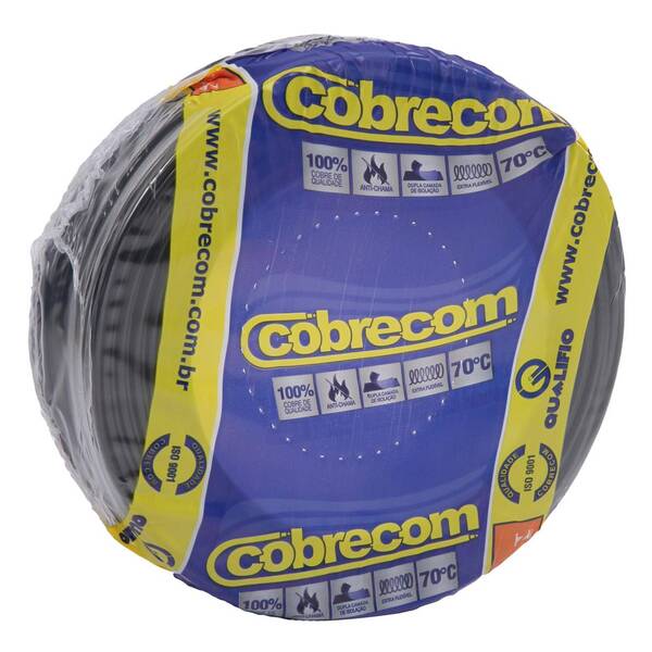 Cabo Flexível Antichamas 750V 2,5mm² Preto 25m Cobrecom