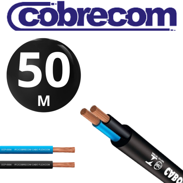 Cabo Flexível De Energia Elétrica Pp 2 Vias 2,5mm Rolo De 50