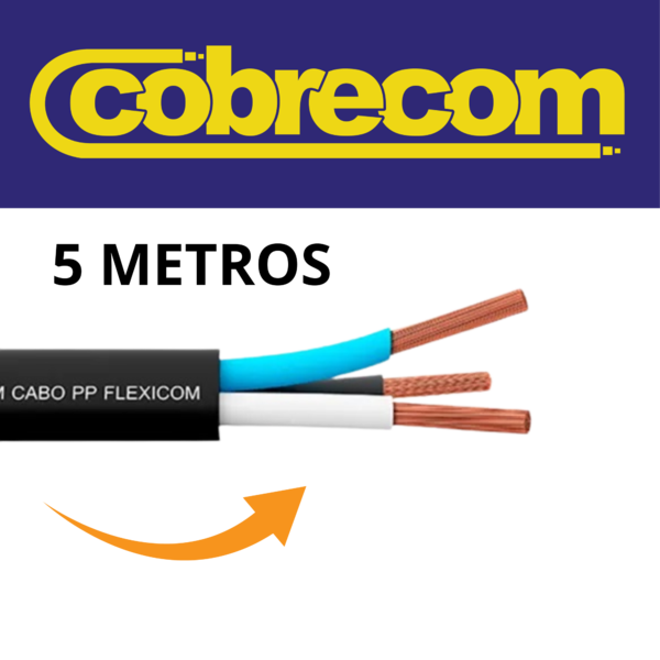 Cabo Flexível Pp 3x1,5mm De Cobre Rolo Com 5 Metros