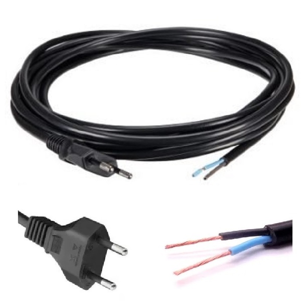 Cabo Força Com Plugue Injetado Pp 2x1,00 Mm² 2 M Plugue Reto