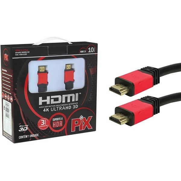 Cabo Hdmi 10 Metros 2.0 Plus Ultra Hd 4k 3d Pix 018-1120