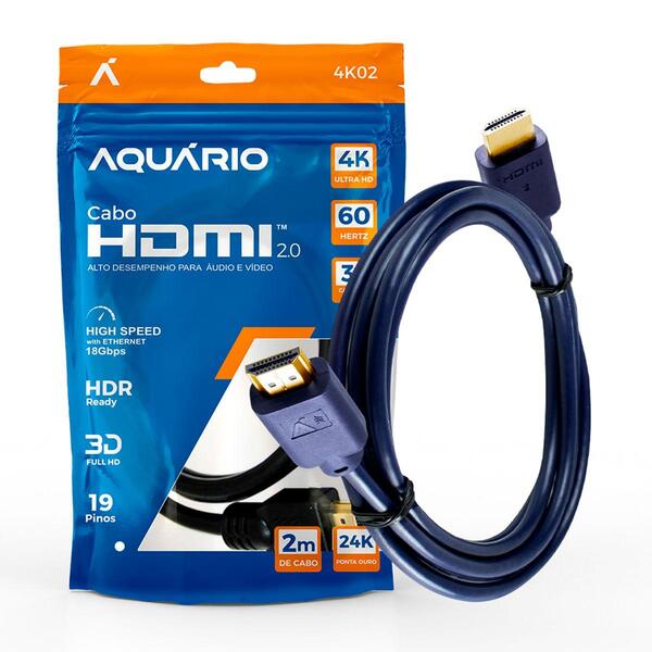 Cabo Hdmi 2.0 4k Full Hd Blindado 2m Aquário 4k02