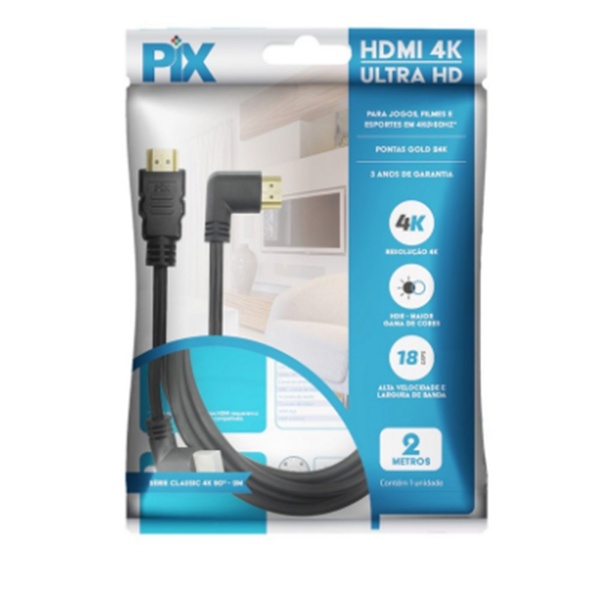 Cabo Hdmi 2.0 90 Graus: Vídeo E Áudio Aprimorados