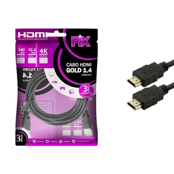 Cabo Hdmi Classic 3 Metros 4k Ultrahd Pix 018-0314