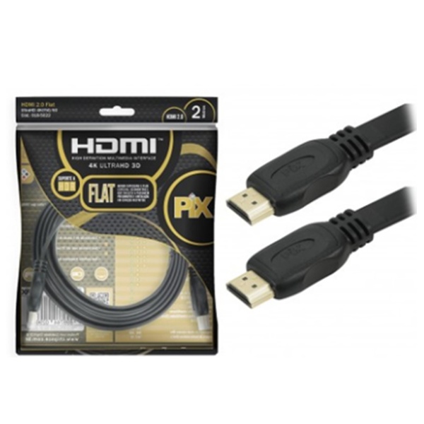 Cabo Hdmi Flat 2.0 2,0m: Imagem 4k E Som Envolvente
