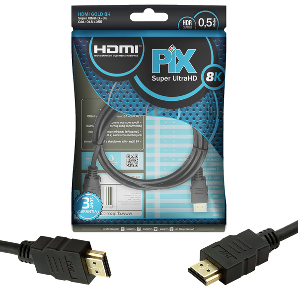 Cabo Hdmi Gold 2.1 - 8k Hdr 19p 0.5m 018-1055