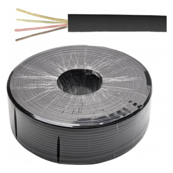 Cabo Liso Chato P/ Tel 4 Vias Preto Rolo C/ 300mts
