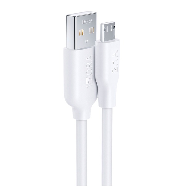 Cabo Micro Usb C Para Usb A 1hora 2.1a Macho 2m Branco