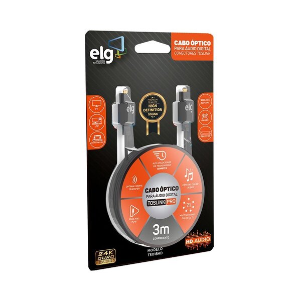 Cabo Óptico 7.1 Multi-chanel 3 Metros T5018hd Elg