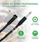 Cabo P10 + P10 90° Mono 100% Cobre P/ Instrumentos 5 Metros