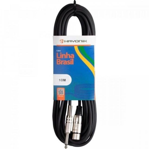 Cabo Para Microfone Linha Brasil Xlr(f) X P10 10m Preto Hayon