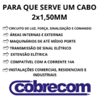 Cabo Pp 2 Vias Fio De Cobre 2x1,50m Rolo De 5 Metros