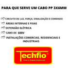 Cabo Pp 3x6mm Extensor De Cobre 3 Vias De 15 Metros Preto