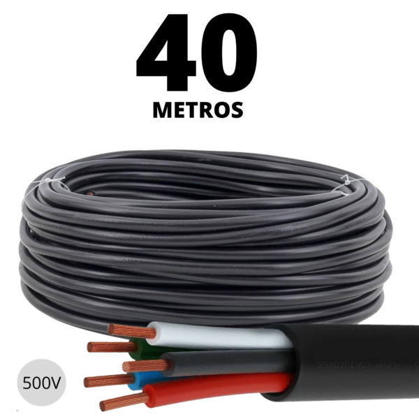 Cabo Pp De 40 Metros Fio 5x1,5mm Para Luz E Força