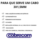 Cabo Pp De Cobre 3 Vias (3x1,50mm) Na Cor Preta 20 Metros