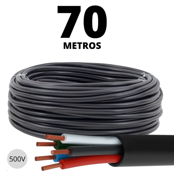 Cabo Pp De Energia 5x2,5mm 5 Condutores De Cobre Com 70 Metros
