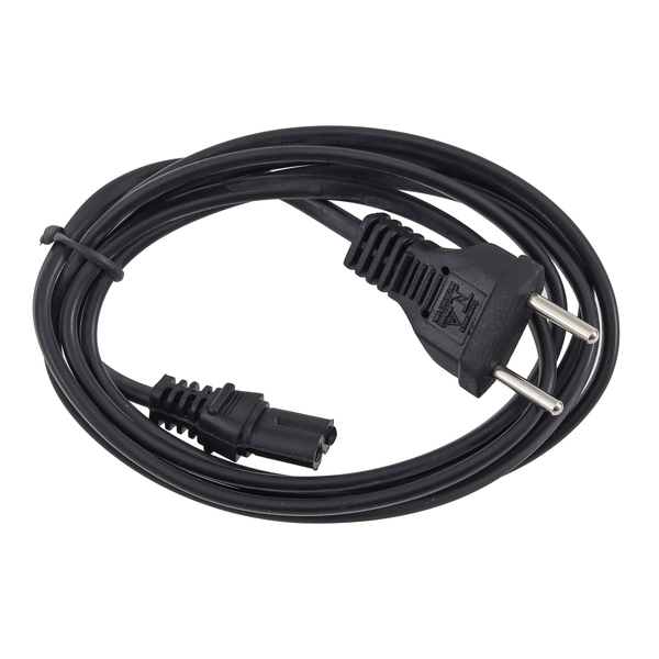 Cabo PP Plano 2x0,75mm2 com plugue macho 10A/Plugue fêmea C7 (oitinho) para notebook Pot. Máxima 127V/1270W, 220V/2200W