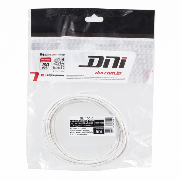 Cabo de Silicone 1,0mm² para altas temperaturas até 200ºC SL 100-5 kit com 5 Metros DNI