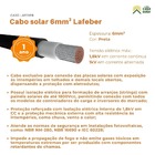 Cabo Solar Flexível 6mm² 1,8kv Preto Lafeber