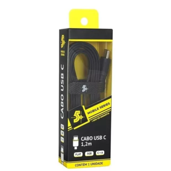 Cabo Tipo C Mobile -  + Usb A Macho - 5gb - 1.20m - Preto