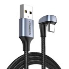 Cabo Usb A/c Dados Ugreen Angular 180° Macho 3a 1m Preto
