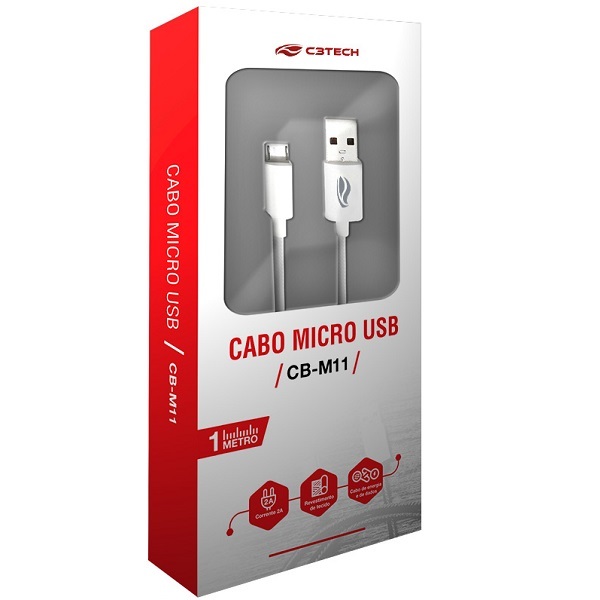 Cabo Usb X Micro Usb 1m 2a Cb-m11wh Branco C3 Tech