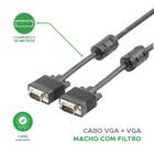 Cabo Vga 10m Macho X Macho C/ Filtro Preto Alta Qualidade 5+