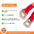 Cabos De Ligação 25mm Bateria Inversor/ Baterias Kit 20cm