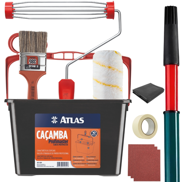 Caçamba Balde Pintura 10l + Rolo 23cm Antirespingo + Suporte