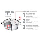 Caçarola Aço Inox 2 Alças 3,30 L Tampa Vidro Allegra Prata Tr