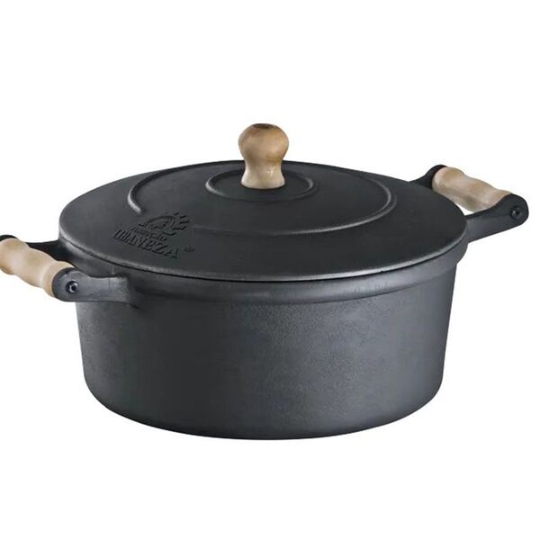 Caçarola Alça De Madeira Tampa De Ferro 4 1 Litros 24cm