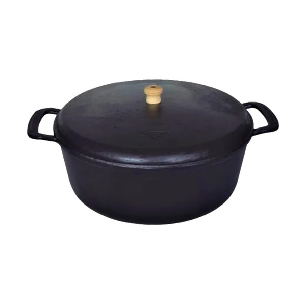 Caçarola Alça Fixa E Tampa De Ferro Fundido 34cm 10litros
