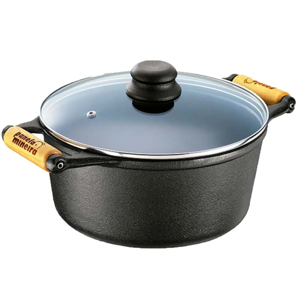 Caçarola Alça Madeira Tampa Vidro 4 0 Litros 25 Cm
