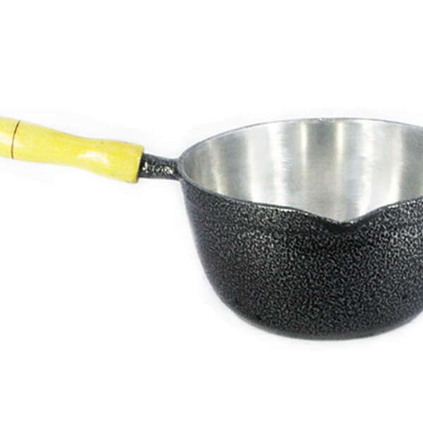 Caçarola Alumínio Craqueada Japi Cabo Madeira Sem Tampa Preta