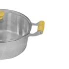 Caçarola Alumínio Fundido Alça Madeira Tampa De Vidro 26cmc