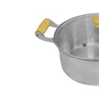 Caçarola Alumínio Fundido Alça Madeira Tampa De Vidro 40cm