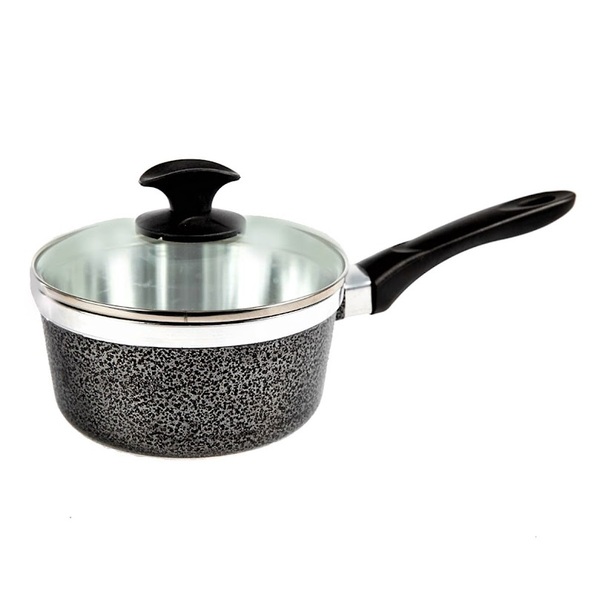 Caçarola Alumínio Usinado Com Tampa Preto Craqueado Cb 16cm