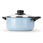 Caçarola Antiaderente 20 Cm Com Tampa De Vidro Celeste Multif