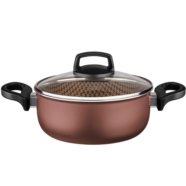 Caçarola Antiaderente Com Tampa 22 Cm Chocolate Flora Mta 8707