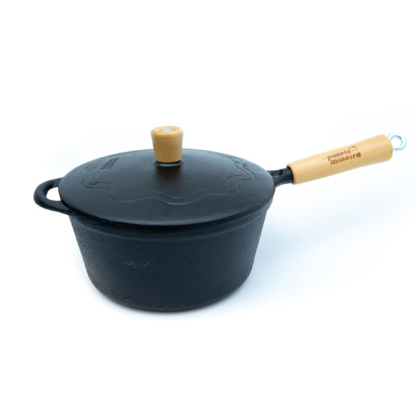 Caçarola Cabo De Madeira Tampa De Ferro 1 7 Litros 19 Cm