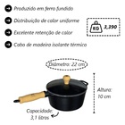 Caçarola Cabo De Madeira Tampa De Vidro 3 1 Litro 22cm