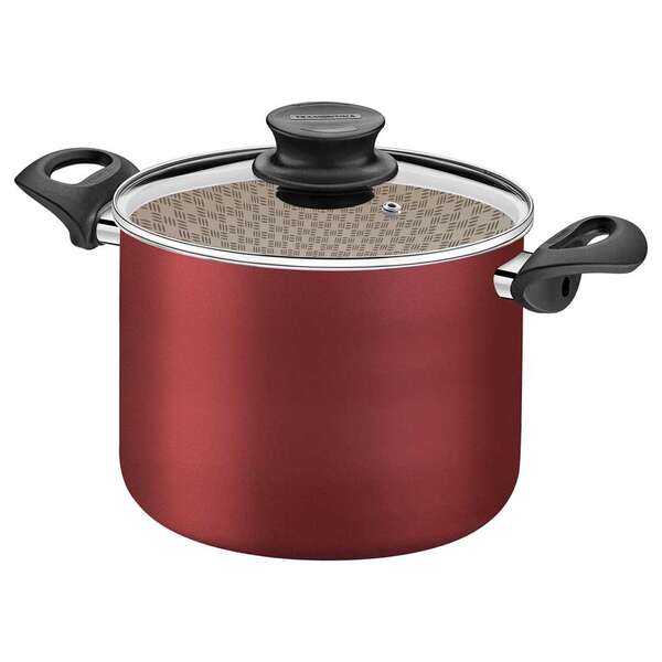 Caçarola Com Tampa De Vidro Paris Vermelha 28 Cm