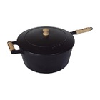 Caçarola De Ferro Com Cabo E Tampa De Ferro - 7 Lt